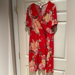 DONNA MORGAN RED FLORAL DRESS